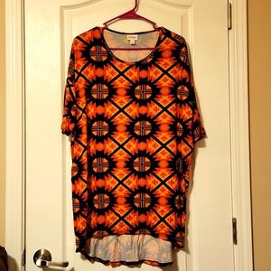 LuLaRoe Irma, size S, Navy, Orange & Gold